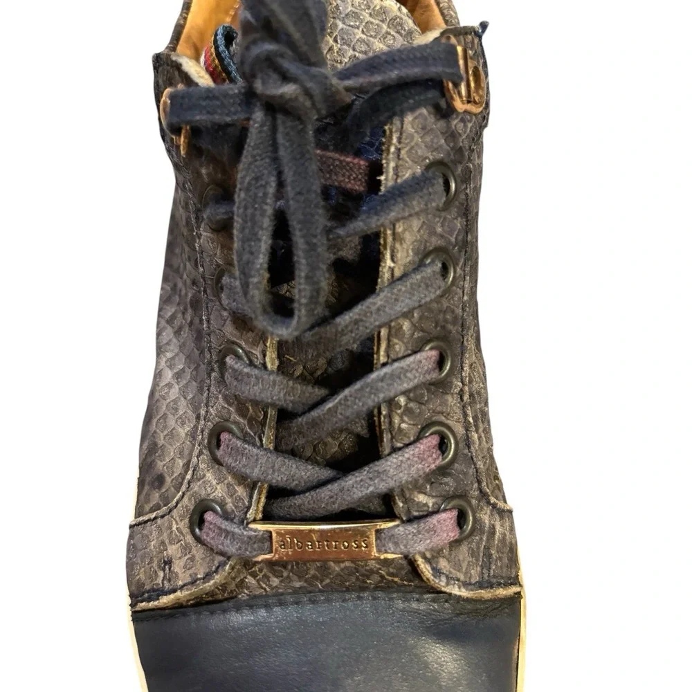 Royal Albartross The Sahara Sneaker Navy Blue‎ Size 7 Snake Print Leather